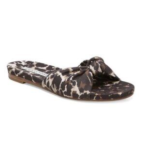 VERONICA BEARD Etra Knotted Leopard-Print Canvas Slide Sandals Size 6